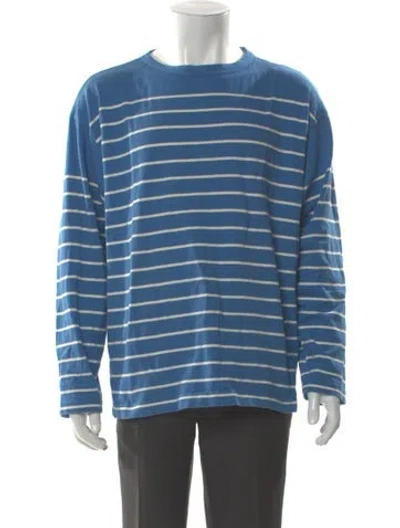 Pre-owned 45r Striped Crew Neck Pullover In Blue