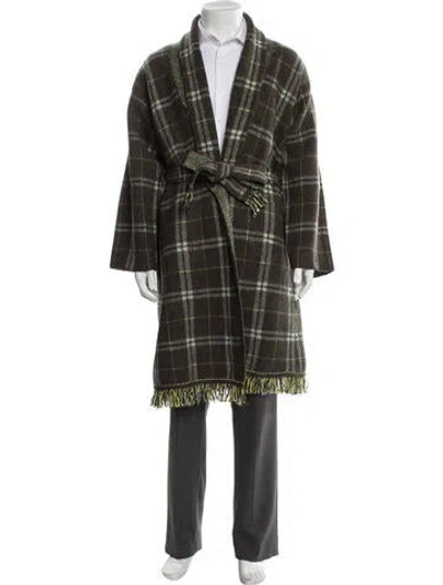 Pre-owned 45r Wool Houndstooth Print Jacket In Green
