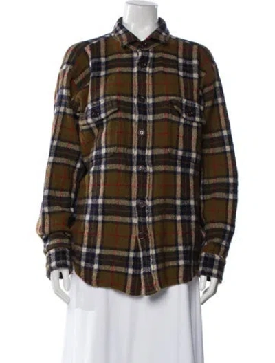 Pre-owned 45r Wool Plaid Print Jacket In Green