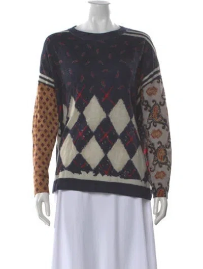 Pre-owned 45r Wool Printed Sweater In Blue