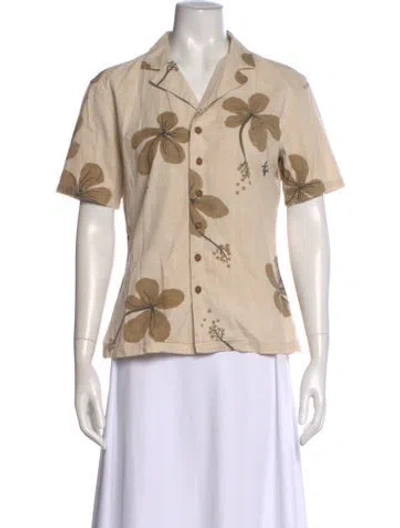 Pre-owned 45rpm Floral Print Short Sleeve Top In Neutral