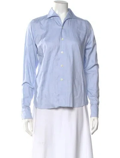 Pre-owned 45rpm Long Sleeve Button-up Top In Blue