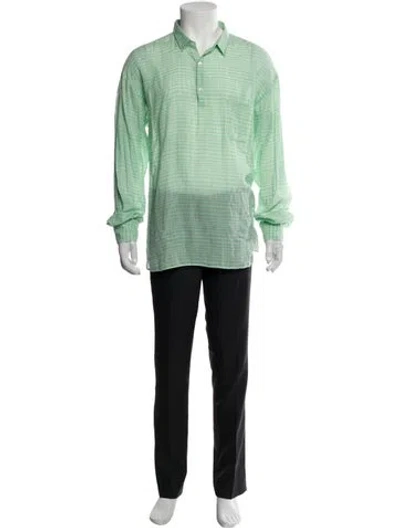 Pre-owned 45rpm Plaid Print Long Sleeve Dress Shirt In Green