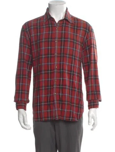 Pre-owned 45rpm Plaid Print Long Sleeve Shirt In Red
