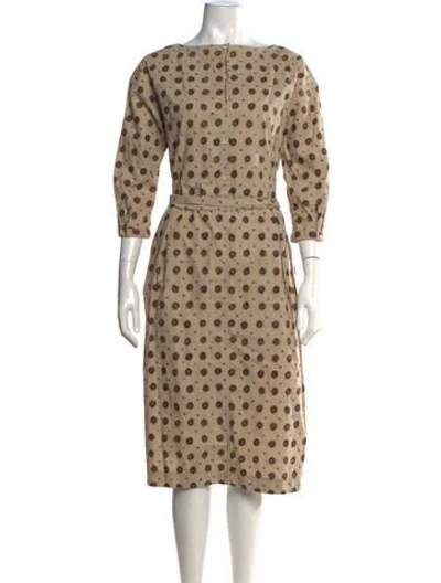 Pre-owned 45rpm Printed Knee-length Dress In Neutrals