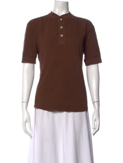 Pre-owned 45rpm Short Sleeve Polo In Brown