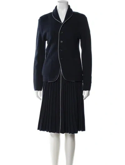 Pre-owned 45rpm Silk Pleated Accents Skirt Set In Blue