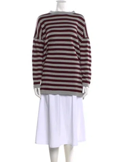 Pre-owned 45rpm Striped Bateau Neckline Sweater In Red