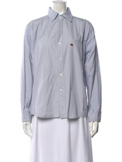 Pre-owned 45rpm Striped Long Sleeve Button-up Top In White