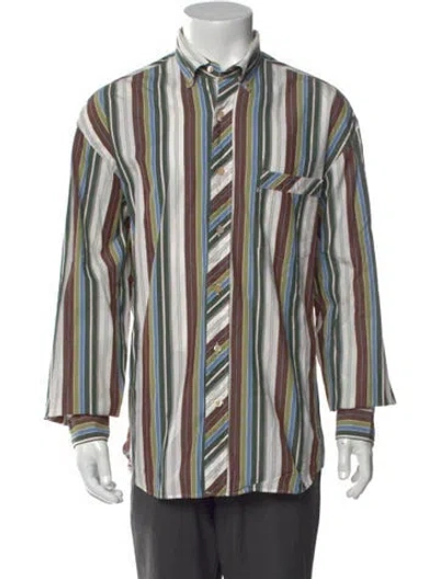 Pre-owned 45rpm Striped Long Sleeve Shirt In Green