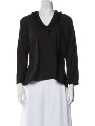 Pre-owned 45rpm V-neck Long Sleeve Blouse In Black