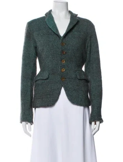Pre-owned 45rpm Wool Striped Blazer In Green