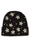 Lele Sadoughi Imitation Pearl Snowflake Beanie In Black