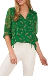 Cece Print Clip Dot Blouse In Green