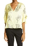 JASON WU COLLECTION COLLECTION RUFFLE SLEEVE V-NECK BLOUSE