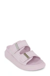 Alexander Mcqueen Rubber Double-strap Slides In Lilac/ Silver
