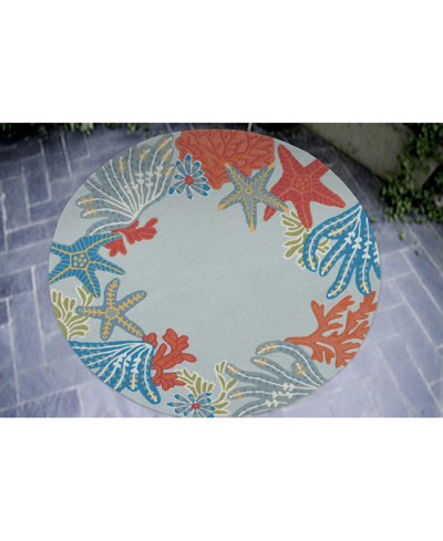 Liora Manne Ravella 2256 Ocean Scene Blue 5' Indoor/outdoor Round Area Rug