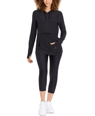 Motherhood Maternity Tiered Nursing Hoodie In Black