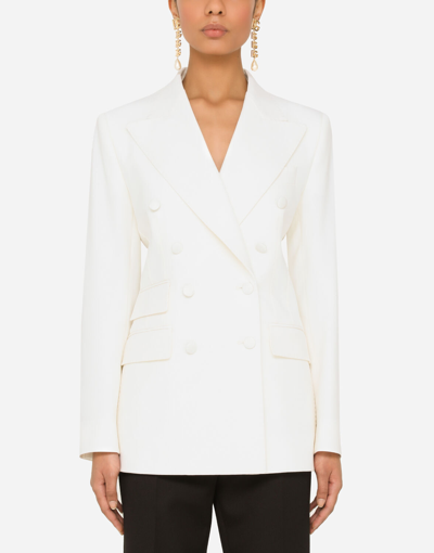 Dolce & Gabbana Double-breasted Virgin Wool Jacket In White