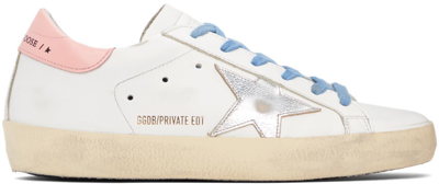 Golden Goose Ssense Exclusive White Super-star Sneakers In White/silver/pink