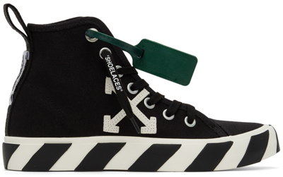 Off-white Men's Arrow Striped Canvas Mid-top Sneakers In Black