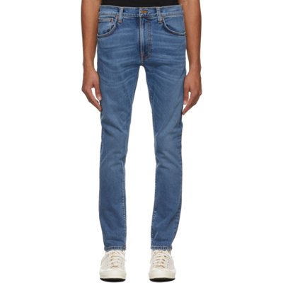 Nudie Jeans Blue Lean Dean Jeans In Orange