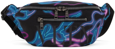 Valentino Garavani Men's Neon Camou Vltn Nylon Waist Bag In Kq0 Black Multi