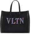 VALENTINO GARAVANI BLACK MEDIUM VLTN NEON TOTE