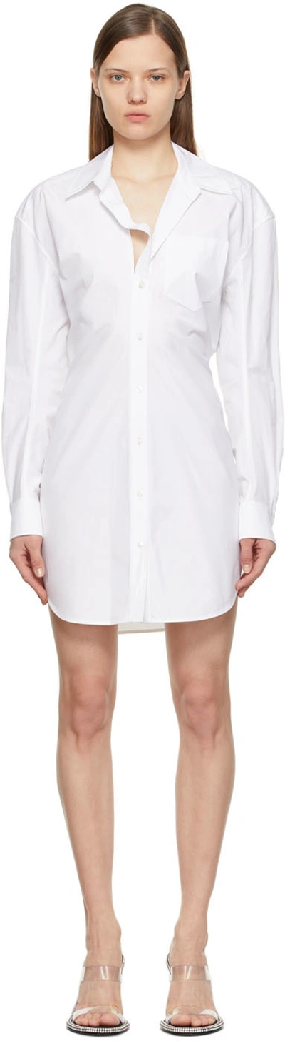Alexander Wang Athena Detachable Collar Mini Shirt Dress In White