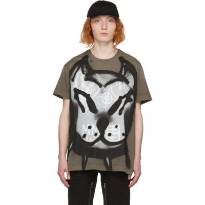 Givenchy Mens Military Green Dog-print Oversized Cotton-jersey T-shirt S