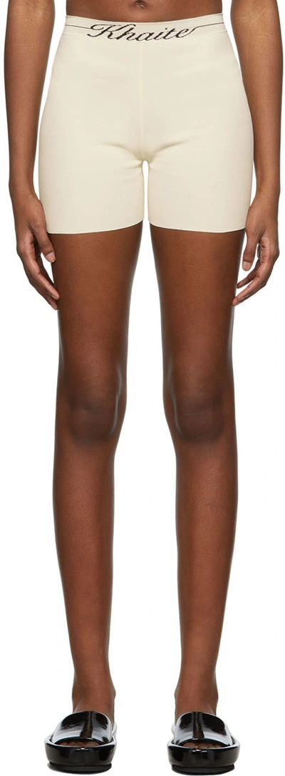 Khaite Bryant Intarsia Ribbed-knit Shorts In Ivory