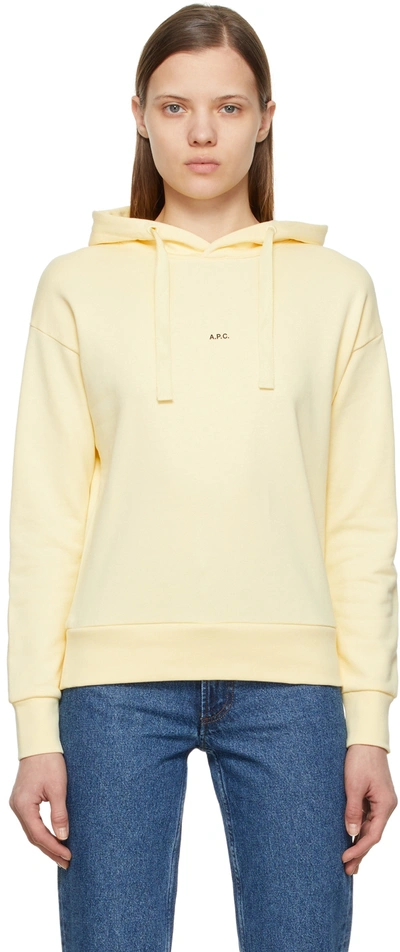 Apc Christina Logo Organic Cotton Hoodie In Gelb