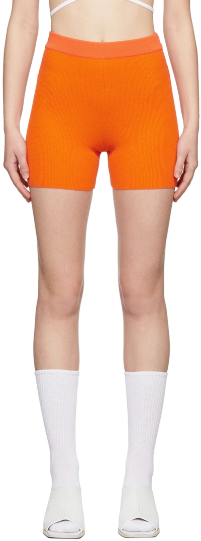 Jacquemus Le Splash Arancia Ribbed-knit Shorts In Yellow & Orange
