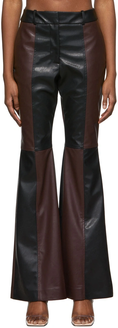 Yuzefi Black & Burgundy Flare Colorblocked Trousers In Black/wine