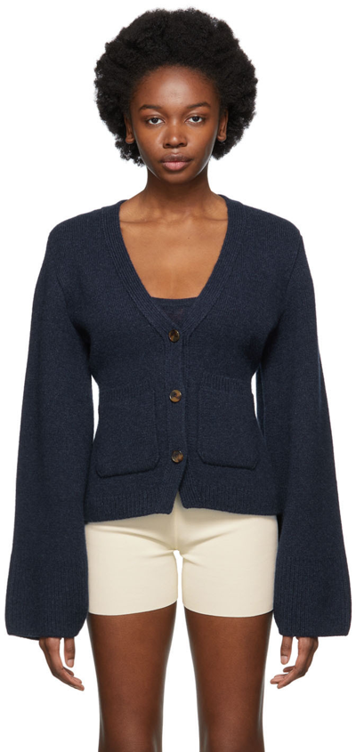 Khaite Scarlet Cashmere-blend Cardigan In Abyss