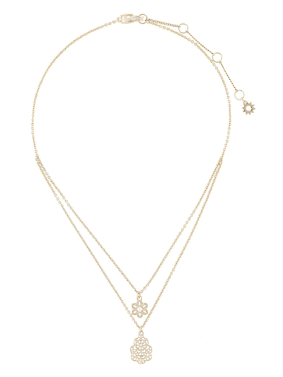 Marchesa Notte Double-chain Pendant Necklace In Gold
