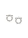 Ferragamo Gancini Crystal Embellished Stud Earrings In Silver