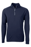Cutter & Buck Adapt Eco Knit Stretch Recycled Mens Big And Tall Quarter Zip Pullover Jacket In Blue