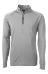 Cutter & Buck Adapt Eco Knit Stretch Recycled Mens Big And Tall Quarter Zip Pullover Jacket In Gray