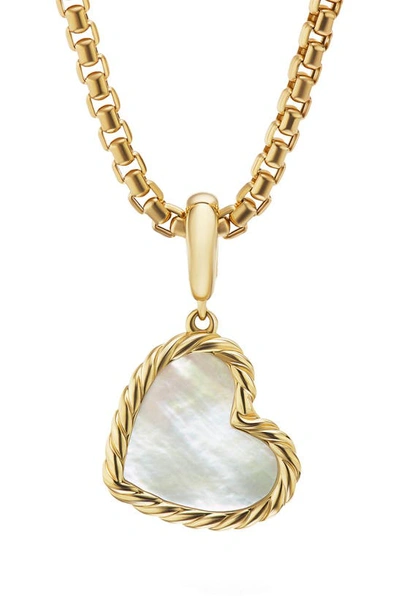 David Yurman 15mm Cable Elements Heart Enhancer In Mother-of-pearl In Mother Of Pearl