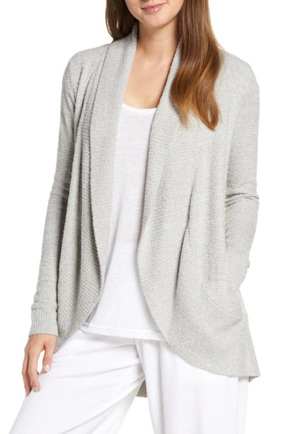 Barefoot Dreams Cozychic Lite Coastal Waffle-knit Cardigan In He Pewter/ Pearl