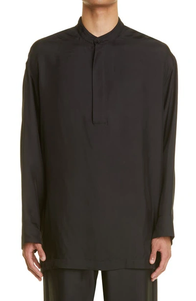 Fear Of God Grandad-collar Satin-twill Pyjama Shirt In Black
