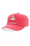 Isabel Marant Tyron Embroidered Logo Cotton Cap In Fuchsia