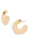 Sunnei Small Rubberized Hoop Earrings In Beige