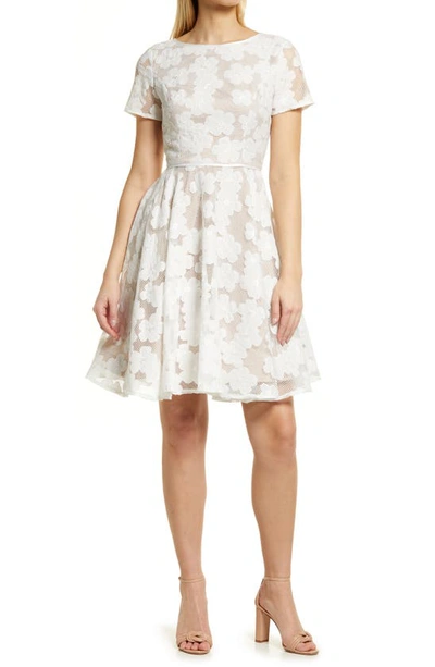 SHANI FLORAL FIT & FLARE COCKTAIL DRESS