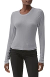 Michael Stars Finn Rib Crewneck Top In Cinder