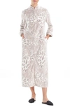 Natori Plush Leopard Zip Lounger Top In Silver Pearl