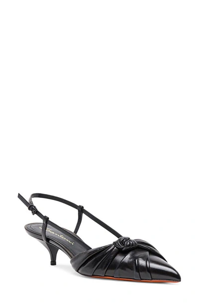 Santoni Nappa Leather Kitten-heel Pumps In Black