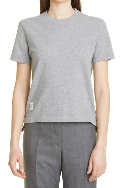 Thom Browne Tricolor Stripe Cotton Piqué T-shirt In Light Grey