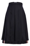 Thom Browne Drop Back Pleated Merino Wool Skirt In Navy